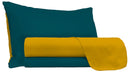 Set Lenzuola Sopra Sotto e Federe Doubleface Ocra\/Verde Petrolio
