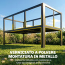 Set 3 Pezzi da Giardino con Divano Angolare Modulabile 4 Posti e Tavolino a Doghe in Metallo e Poliestere Grigio      