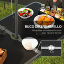 Set Tavolo da Campeggio Pieghevole e Regolabile con 4 Sedie in Alluminio e MDF Nero      