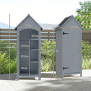 Casetta Porta Attrezzi 77,5x54,2x179,5 cm a 3 Mensole con Tetto Impermeabile in Bitume in Legno Grigio      