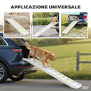Rampa Pieghevole per Cani per Auto a 10 Gradini 154x40x7,5 cm con Strisce e Piedini Antiscivolo in PP e TPR Bianco      