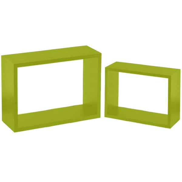 Set 2 Mensole a Muro Moduli da Parete Pensili Rettangolari in Legno Verde 40 cm sconto