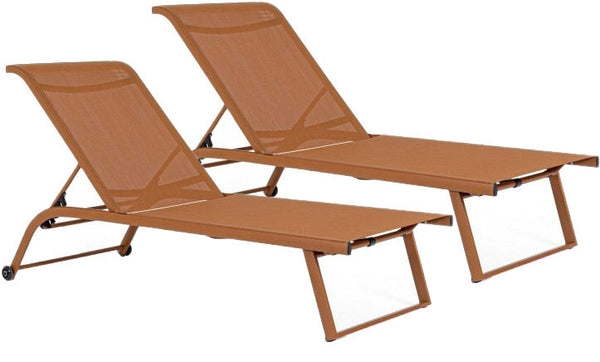 Set 2 Lettini Prendisole da Giardino 70x182x91,5h cm con Ruote Taylor Pecan acquista