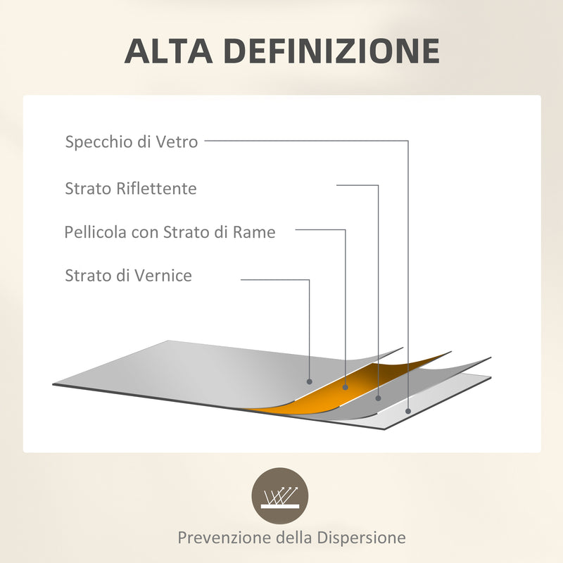 Specchio da Parete Stile Finestra 110x50 cm con Montaggio Verticale e Orizzontale Nero      