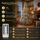 Albero di Natale Innevato Ø135x210 cm con 450 Luci LED Bianco Caldo 1080 Rami Ignifughi Timer Telecomando e 8 Modalità      