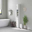 Colonna Bagno Salvaspazio 20x20x178 cm con Armadietti Ripiani Aperti e Cassetto in Legno Bianco  