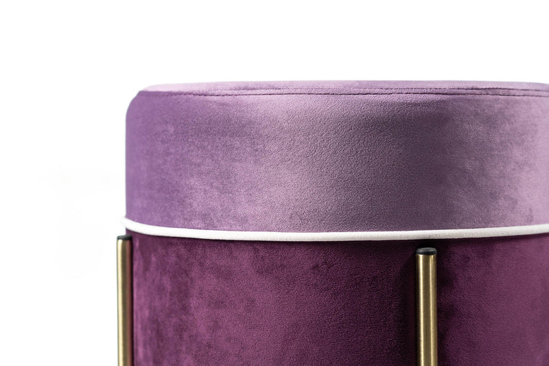 Pouf Imbottito Ø41x40 cm in Velluto Viola e Lilla