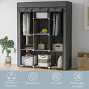 Armadio Guardaroba da Campeggio 125x43x162,5 cm con 8 Ripiani e 2 Barre Grigio Carbone   