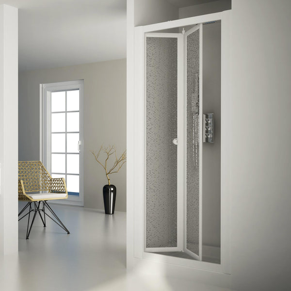 online Duschtür 1 Schiebe-Falttür aus Acryl H185 cm Dorini Weiß Verschiedene Größen