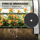 Letto per Orto Rialzato 100x49x136 cm con Copertura Mini Serra e Foro di Drenaggio in Metallo e Plastica Nero      
