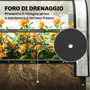 Letto per Orto Rialzato 100x49x136 cm con Copertura Mini Serra e Foro di Drenaggio in Metallo e Plastica Nero      