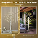 Albero di Natale Artificiale 150 cm 12 Rami con Luci LED 3000K per Interni ed Esterni al Coperto Bianco 