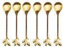 Set di Cucchiaini 6 Pezzi 12x2,5x1,6 cm in Acciaio Inox VdE Tivoli 1996 Luxury Foglie Oro