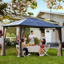 Gazebo da Giardino con Zanzariera 3,6x3m Tetto in Policarbonato Marrone