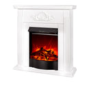 Camino Elettrico da Pavimento 90x90x27 cm Effetto Fiamma 1500W Sorina & Corsica Bianco