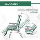 Set 2 Sedie a Sdraio da Giardino Sdraio Prendisole con Braccioli Reclinabili bianco e verde 