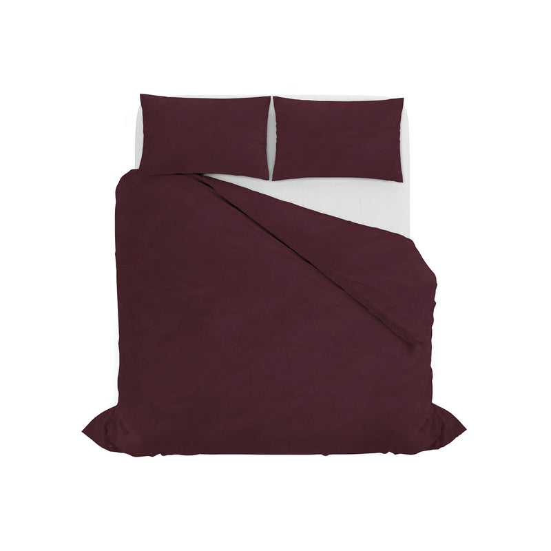 Copripiumino con Sacco e Federe Linea Water Washed Bordeaux