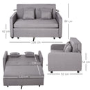 Divano Letto 2 Posti 136x92x84 cm in Lino  Grigio