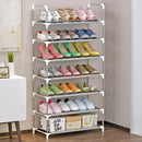 Scarpiera 7 Ripiani 60x30x125 cm in Metallo e Tessuto TNT Todd Silver/Grigio