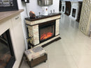 Camino Elettrico da Pavimento 88x118x30,5 cm Effetto Fiamma 1500W Stone & Zakinthos Noce 