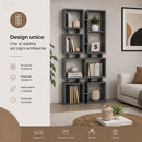 Libreria Moderna 4 Ripiani 79x24x166,5cm Scaffalatura Design Geometrico Antracite      