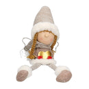 Pupazzo in Tessuto angelo crema con Led e cuore seduto cm 11x18xh56