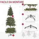 Albero di Natale Artificiale H180 cm 450 Rami con Pigne Decorative e Base in Metallo Verde