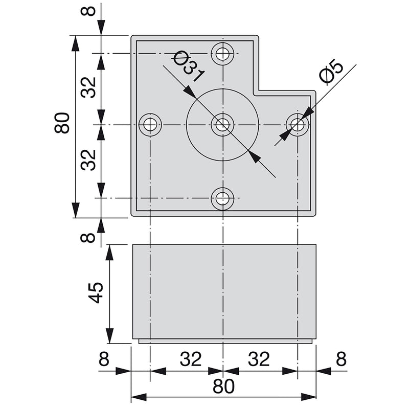 Piedino per Mobile H45 mm Plastica Grigio Metallizzato 20 Pezzi Emuca