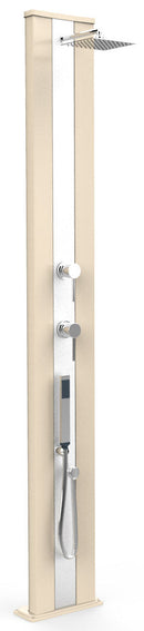 Doccia Solare da Esterno Giardino 40L Miscelatore e Doccetta Mobile Arkema Dada S Fascia Inox Bianco