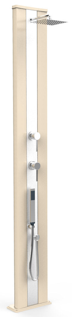 Doccia Solare da Esterno Giardino 40L Miscelatore e Doccetta Mobile Arkema Dada S Fascia Inox Bianco sconto