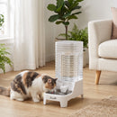 Distributore di Acqua per Gatti e Cani Automatico a Gravità 8 L 19,3x32,8x43,4 cm con Ciotola in Acciaio Inox e ABS Bianco      