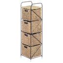 Mobile a Colonna da Bagno 4 Cesti in Alga Marina e Ferro naturale 20x20x78 cm 