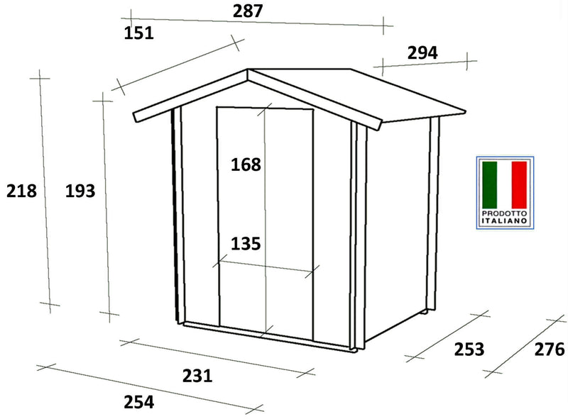 Casetta Box da Giardino per Attrezzi 254x276 cm con Porta Doppia Finestrata in Legno Naturale