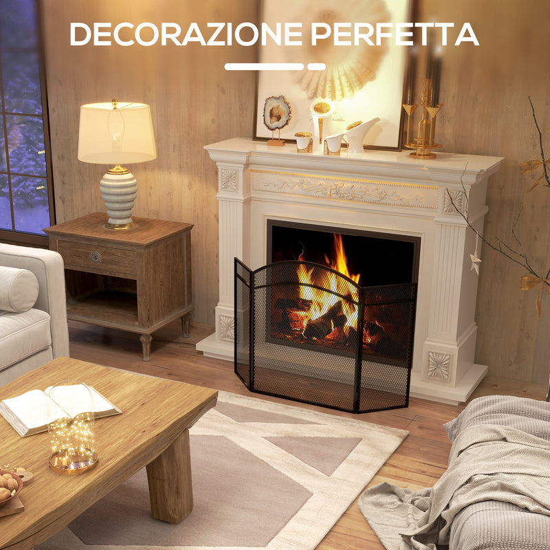 Parascintille con Antine 96x60cm Pieghevole a 3 Pannelli in Metallo Nero 