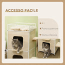 Casetta per Gatti 3 Piani 40x40x84 cm con Tiragraffi Legno e Bianco
