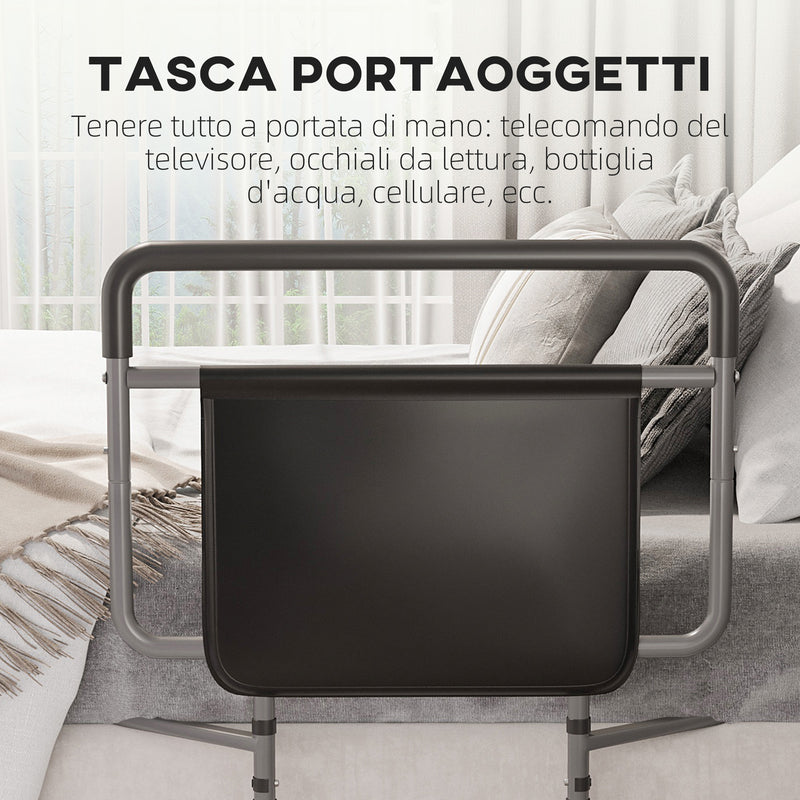 Sponda Anticaduta Letto per Anziani e Disabili 8 Altezze Regolabili Grigio  