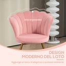 Sedia Moderna Ergonomica con Schienale a Petalo 69x64x80 cm in Velluto Rosa e Gambe Incrociate Oro   