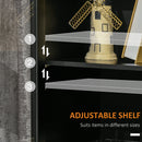 Armadietto 2 Ante con Ripiano Regolabile e Spazi Aperti  80x40x94,3 cm in MDF e Legno Nero