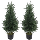 Set 2 Piante Artificiali Albero di Cipresso Ø40x90 cm in PE Anti-UV Verde      