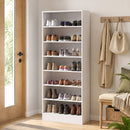 Scarpiera 60x30x160 cm con Ripiani Regolabili e 7 Scomparti per 21 Paia di Scarpe in Truciolare e MDF Bianco      