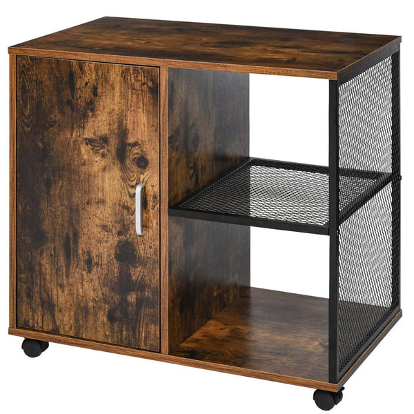 acquista Mobile Mobiletto Stampante Legno MDF e Metallo 3 Ripiani + Anta Design Moderno