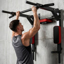 Stazione Fitness 2 in 1 da Parete per Trazioni e Dip Supporta Max 200 Kg in Acciaio Rossa      