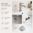 Mobile Bagno Sospeso 81x46x64 cm con Lavabo Specchio e 2 Ante in Truciolato e MDF Bianco      