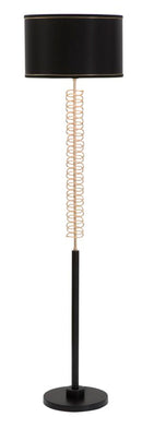 Lampada da Terra Twist Ø40x164 cm in Ferro PVC e Tessuto Nero e Oro