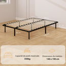 Letto Matrimoniale Industriale 190x140x31 cm a 28 Doghe con Spazio Contenitore in Legno e Acciaio Nero e Legno      