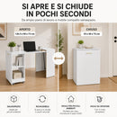 Mobile con Tavolo Scrivania a Scomparsa Richiudibile Salvaspazio in Truciolare Bianco      