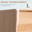 Cassettiera 3 Cassetti 80x39x80 cm Bianco e color Legno   
