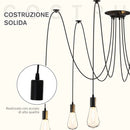 Lampadario a Soffitto Moderno a Sospensione 6 Luci E27 Ø34x16 cm  Nero