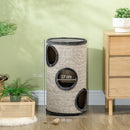 Cuccia per Gatti a 3 Livelli Ø38x70cm con Tiragraffi in Sisal e Peluche Grigio      