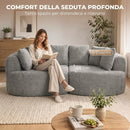 Divano 3 Posti Senza Struttura 207x107x62 cm con 6 Cuscini in Ciniglia Grigio Chiaro      